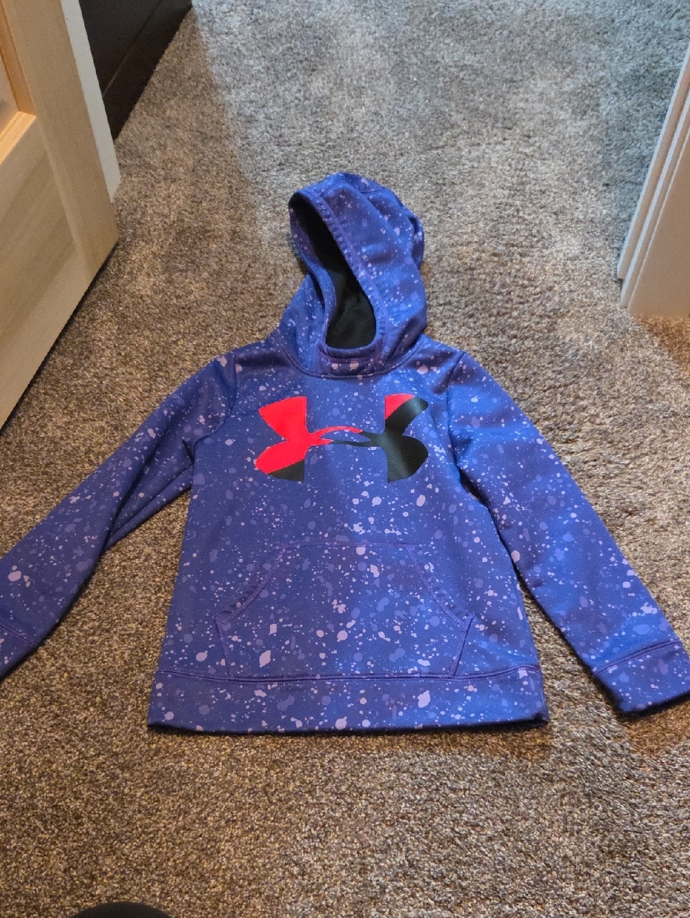Under Armour Purple Speckle Pullover Hoodie with Pink & Black Logo